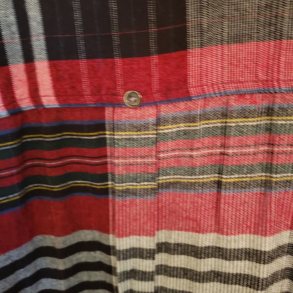 Red Plaid Patchwork Flannel Shirt - image 3